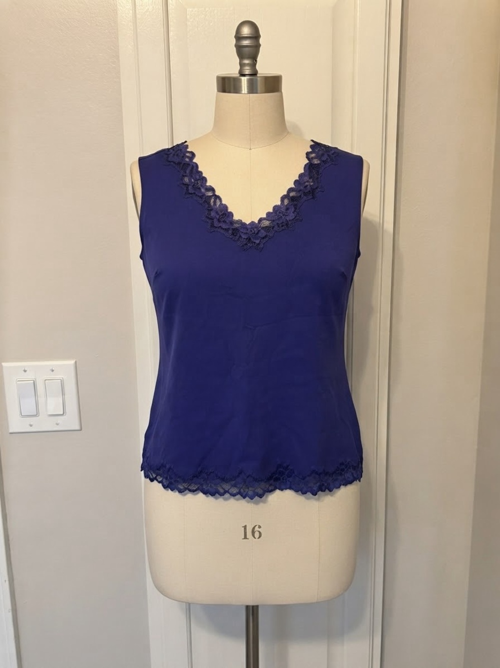 Coldwater Creek Lace-Trim V-Neck Camisole - Blue